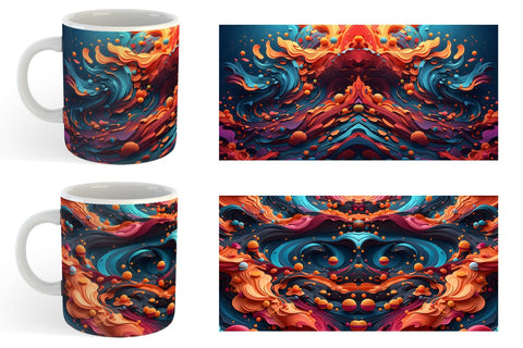 Mug Wrap 3D Wave Colorful Sublimation artnoy 