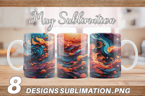 Mug Wrap 3D Wave Colorful Sublimation artnoy 