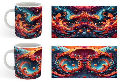 Mug Wrap 3D Wave Colorful Sublimation artnoy 