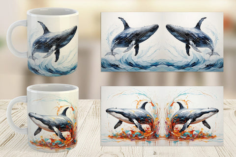 Mug Wrap 3D Whale Painting Sublimation artnoy 