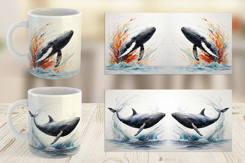 Mug Wrap 3D Whale Painting Sublimation artnoy 