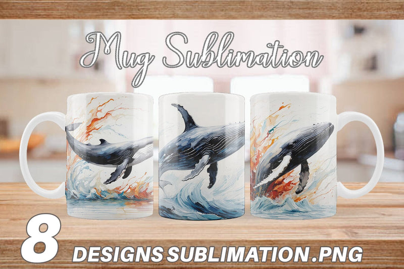 Mug Wrap 3D Whale Painting Sublimation artnoy 