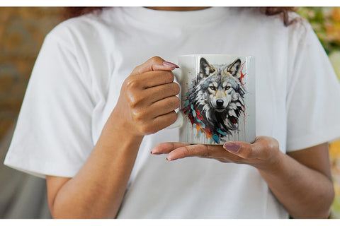 Mug Wrap 3D Wolf Painting Sublimation artnoy 