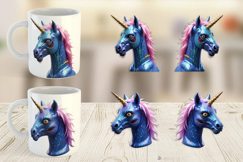 Mug Wrap 3D Zombie Unicorn Sublimation artnoy 
