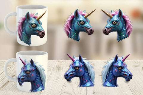 Mug Wrap 3D Zombie Unicorn Sublimation artnoy 