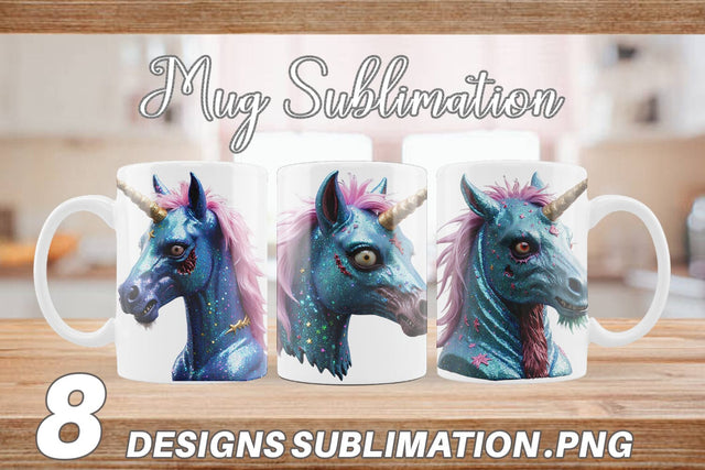Mug Wrap 3D Zombie Unicorn Sublimation artnoy 