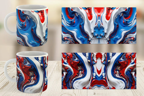 Mug Wrap 4th July Marble Texture Sublimation artnoy 