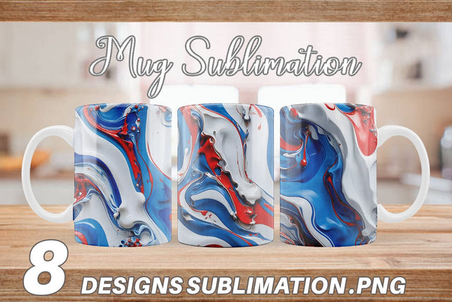 Mug Wrap 4th July Marble Texture Sublimation artnoy 