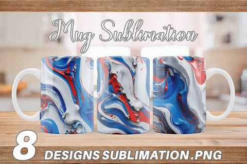 Mug Wrap 4th July Marble Texture Sublimation artnoy 