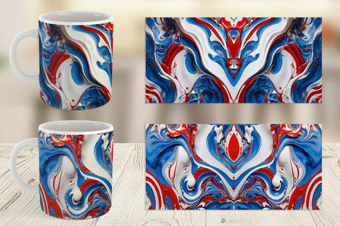 Mug Wrap 4th July Marble Texture Sublimation artnoy 