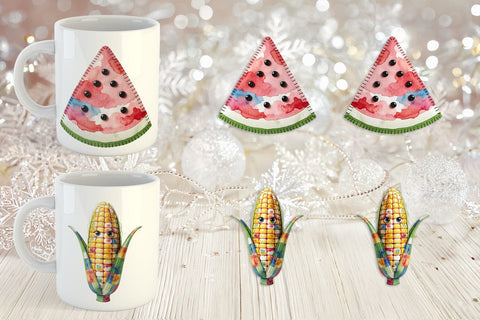Mug Wrap 4th July Picnic Patchwork Watercolor Sublimation artnoy 