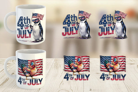 Mug Wrap 4th of July Animal Sublimation artnoy 
