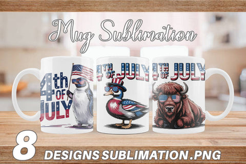 Mug Wrap 4th of July Animal Sublimation artnoy 