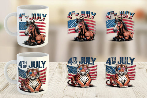 Mug Wrap 4th of July Animal Sublimation artnoy 