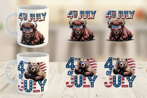 Mug Wrap 4th of July Animal Sublimation artnoy 