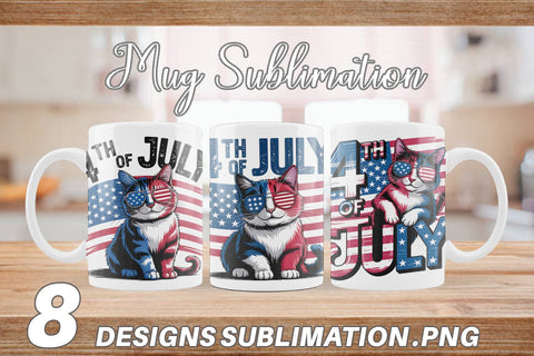 Mug Wrap 4th of July Cat Sublimation artnoy 
