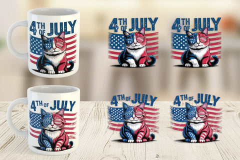 Mug Wrap 4th of July Cat Sublimation artnoy 