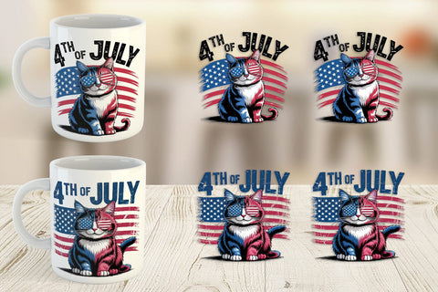 Mug Wrap 4th of July Cat Sublimation artnoy 
