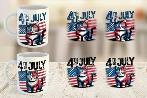 Mug Wrap 4th of July Cat Sublimation artnoy 