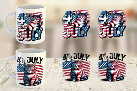 Mug Wrap 4th of July Cat Sublimation artnoy 