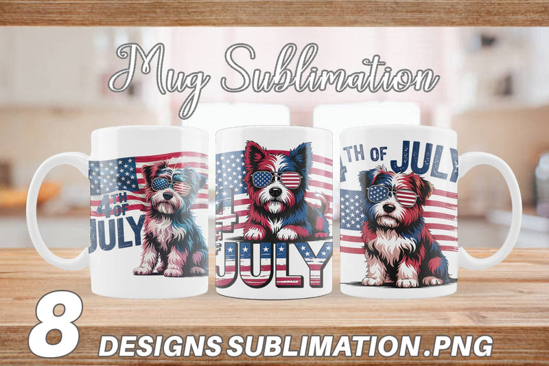 Mug Wrap 4th of July Dog Sublimation artnoy 