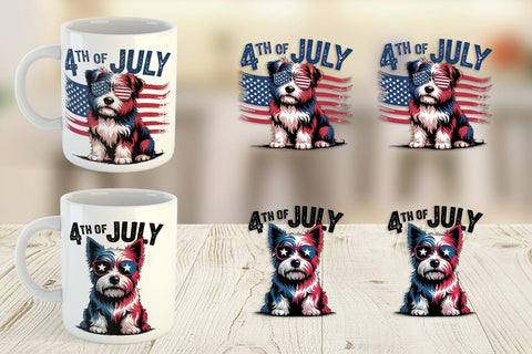 Mug Wrap 4th of July Dog Sublimation artnoy 