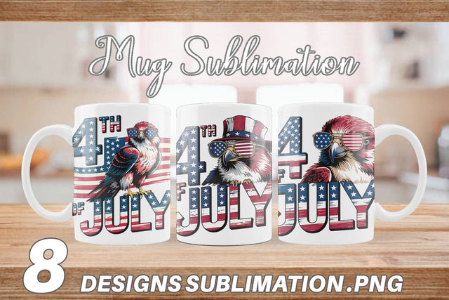 Mug Wrap 4th of July Eagle Sublimation artnoy 