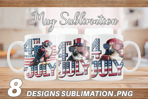 Mug Wrap 4th of July Eagle Sublimation artnoy 