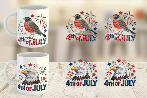 Mug Wrap 4th of July Embroidery Animal Sublimation artnoy 