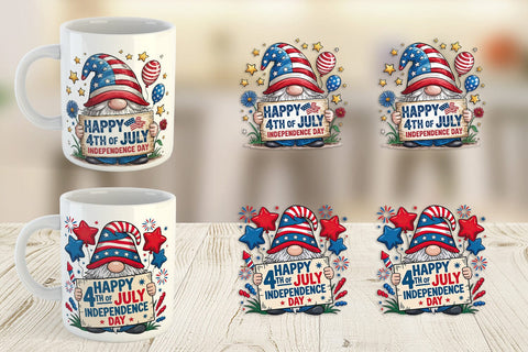 Mug Wrap 4th of July Gnome Sublimation artnoy 