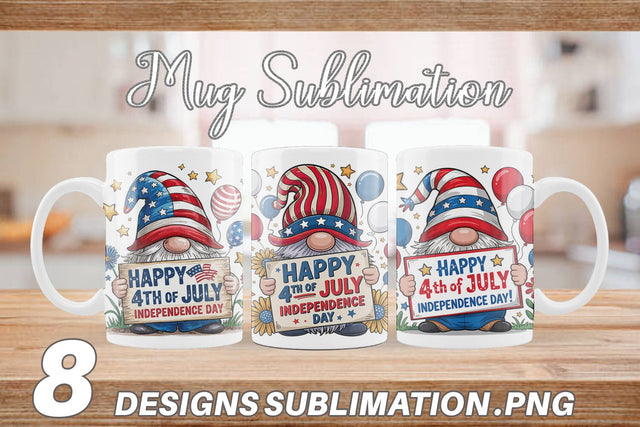 Mug Wrap 4th of July Gnome Sublimation artnoy 