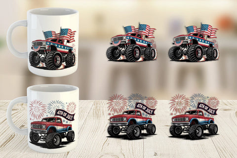 Mug Wrap 4th of July Monster Truck Sublimation artnoy 