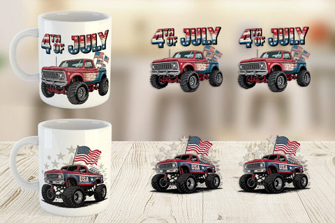 Mug Wrap 4th of July Monster Truck Sublimation artnoy 