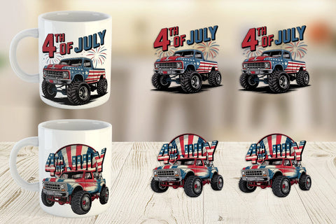 Mug Wrap 4th of July Monster Truck Sublimation artnoy 
