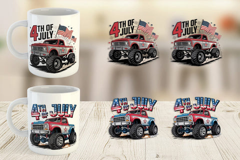 Mug Wrap 4th of July Monster Truck Sublimation artnoy 
