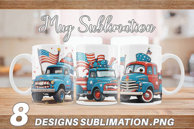 Mug Wrap 4th of July Vintage Truck Sublimation artnoy 