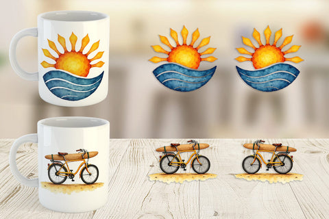Mug Wrap 70s Endless Summer Watercolor Sublimation artnoy 