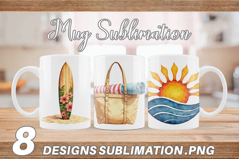 Mug Wrap 70s Endless Summer Watercolor Sublimation artnoy 