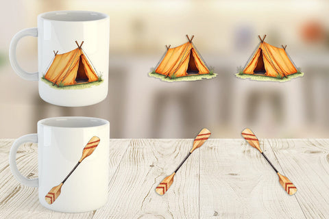 Mug Wrap 70s Retro Summer Camp Watercolor Sublimation artnoy 