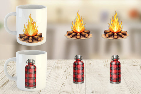 Mug Wrap 70s Retro Summer Camp Watercolor Sublimation artnoy 
