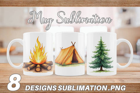 Mug Wrap 70s Retro Summer Camp Watercolor Sublimation artnoy 
