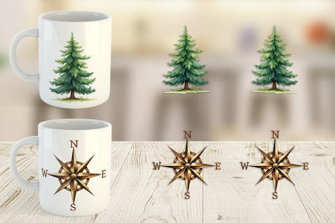 Mug Wrap 70s Retro Summer Camp Watercolor Sublimation artnoy 