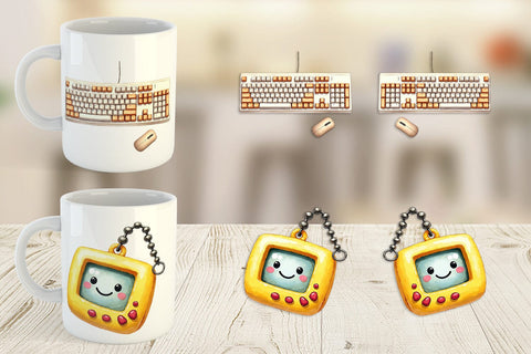 Mug Wrap 90s Tech Gadgets Sublimation artnoy 