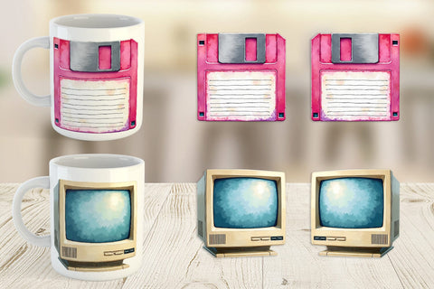 Mug Wrap 90s Tech Gadgets Sublimation artnoy 