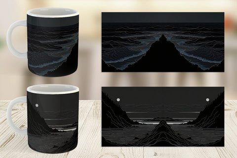 Mug Wrap Abstract Beach Line Art Sublimation artnoy 