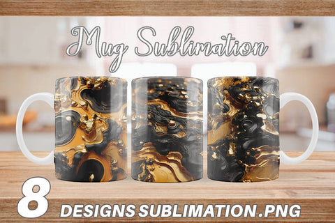Mug Wrap Abstract Gold Lava Sublimation artnoy 