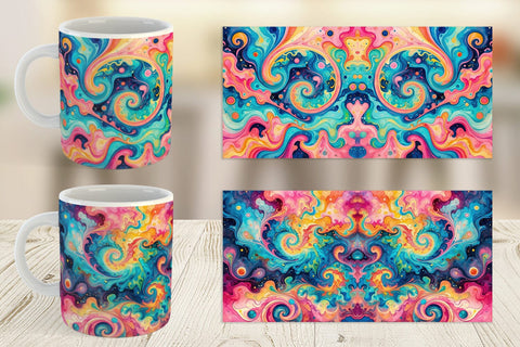 Mug Wrap Abstract Watercolor Swirl Sublimation artnoy 