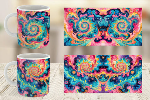 Mug Wrap Abstract Watercolor Swirl Sublimation artnoy 
