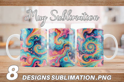 Mug Wrap Abstract Watercolor Swirl Sublimation artnoy 