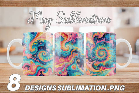 Mug Wrap Abstract Watercolor Swirl Sublimation artnoy 